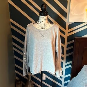Free People Out To Sea Gray Rope Sweatshirt